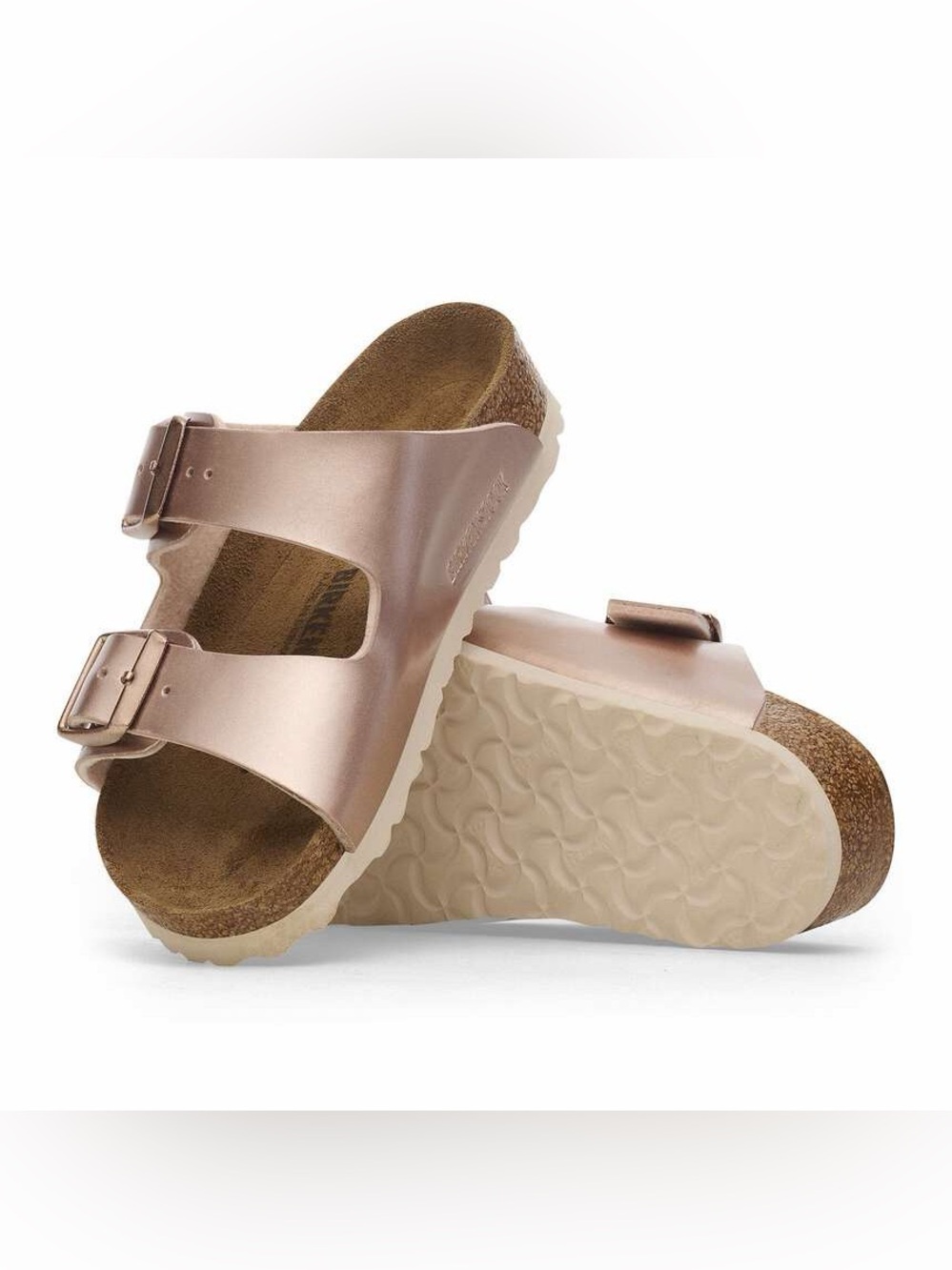 Birkenstocks kids girls Metallic Copper rose gold Arizona slide sandal 34/US 3.5
